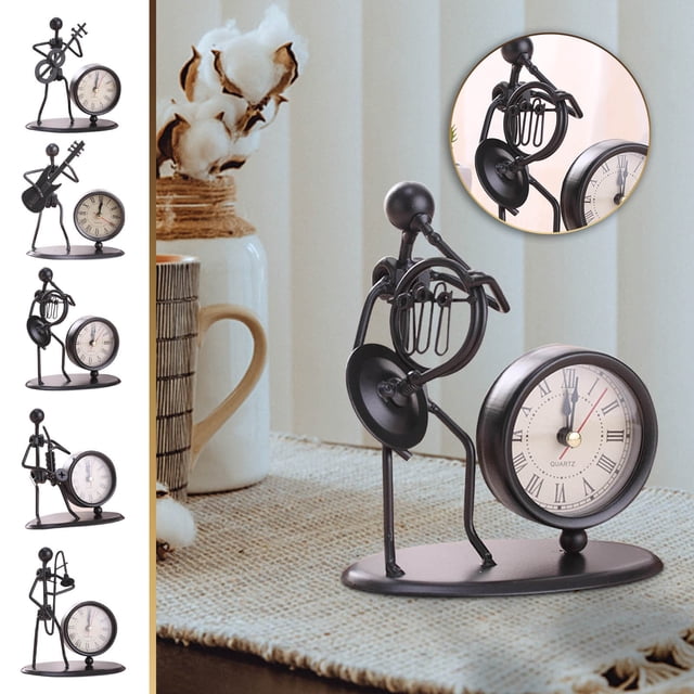 LADIGASU Reloj de Hierro Forjado Instrumento Musical Villano Reloj de Hierro Forjado Personalidad Ofertas Flash 1 X Reloj de Sobremesa con Figurita de Hierro
