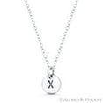 thumbnail image 2 of Initial Letter "X" Engraved Tiny 11x8mm (0.4"x0.3") Circle Pendant & Chain Necklace in .925 Sterling Silver, 2 of 3