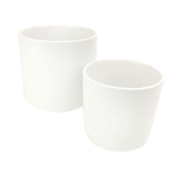 White Modern Cylinder Small Pot