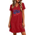 thumbnail image 2 of QUNYINEY Mini Womens Dresses Casual Patriotic Independence Day Short Sleeve Summer T-Shirt Dress V Neck with Pockets Loose Fit Dresses, 2 of 9