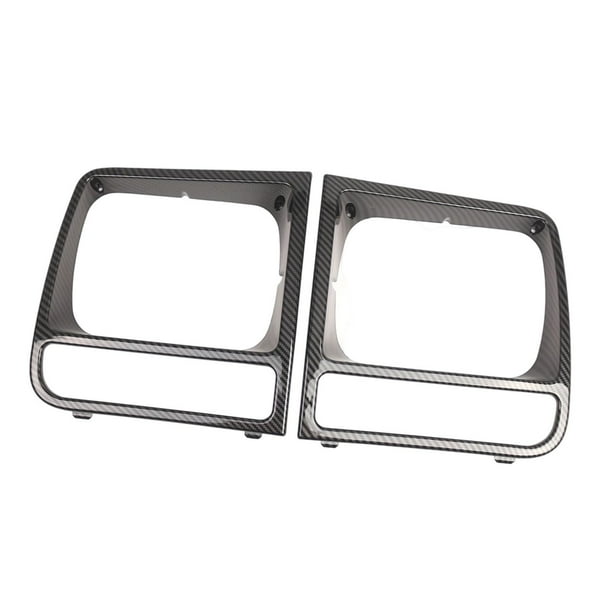 2x CH2513156 Puerta de faro Accesorios para coche Bisel de faro delantero izquierdo y derecho Patrón de carbono