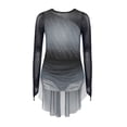 thumbnail image 3 of Doomiva Kids Girls Gradient Figure Skating Dress Shiny Rhinestone Mesh Long Sleeve Dance Competitions Training Outfit Grey 16, 3 of 7