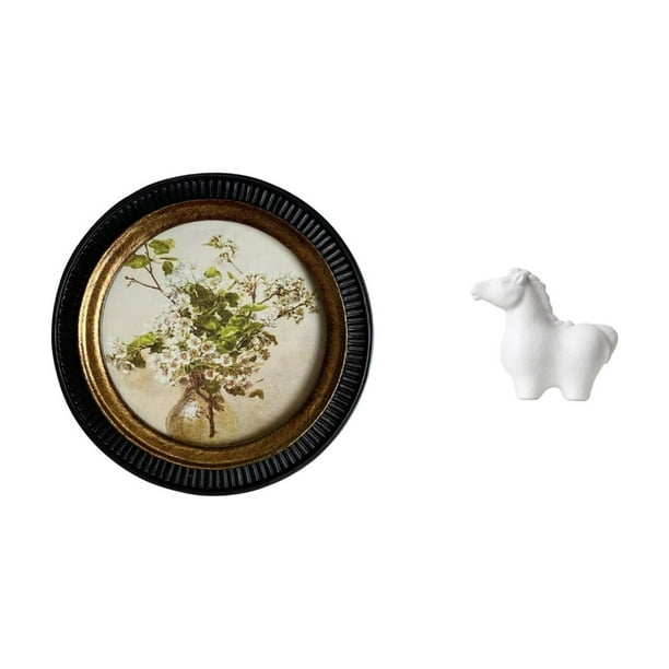 Marco De Fotos Antiguo Europeo De Resina Y Figura De Caballo De Porcelana. Escultura Decorativa En Relieve Para Colgar En La Pared, Ideal Para Dormitorio, Sala De Estar, Oficina Y Decoración