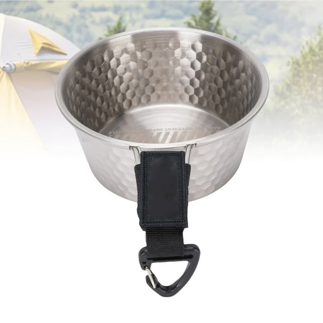 Camping Bowl with Handle 304 Stainless Steel Portable Outdoor Rice Bowl Camping Tableware for RV Travel Backpacking