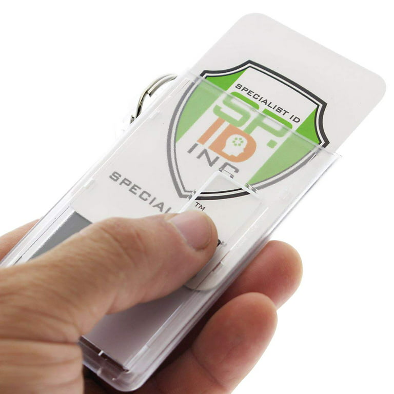  Hard Plastic Card ID Badge Holder with Keyring Heavy
