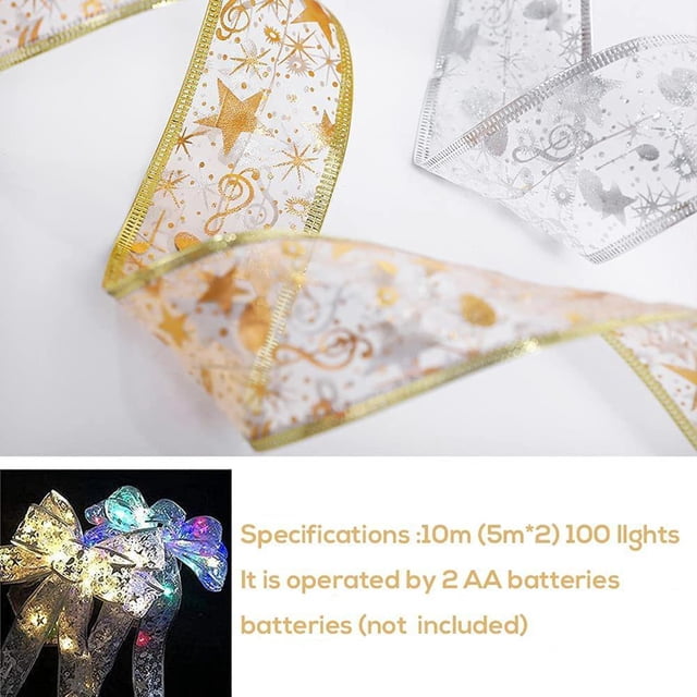 Luces de alambre de cobre, luces de cinta navideñas, lazos de cinta de alambre de cobre de 4 metros, luces de cadena, luces de cinta navideñas diseñadas para durar