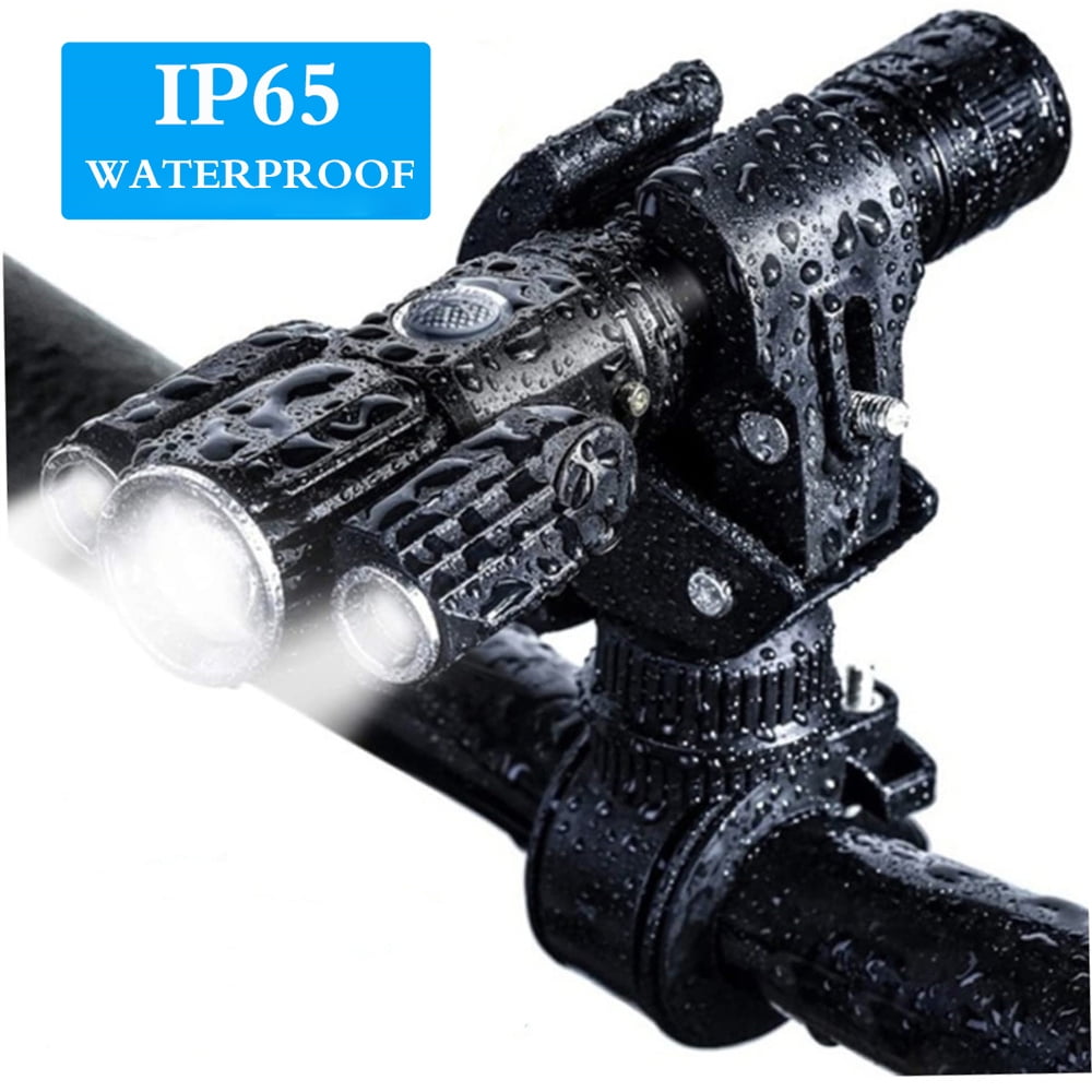 USB Rechargeable Bike Light Super Bright Bicycle Lights Headlight Triple Flashlight Front Light Waterproof - Riding Cycling Camping