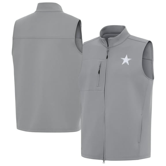 Men's Antigua Gray Dallas Cowboys Demand Full-Zip Vest
