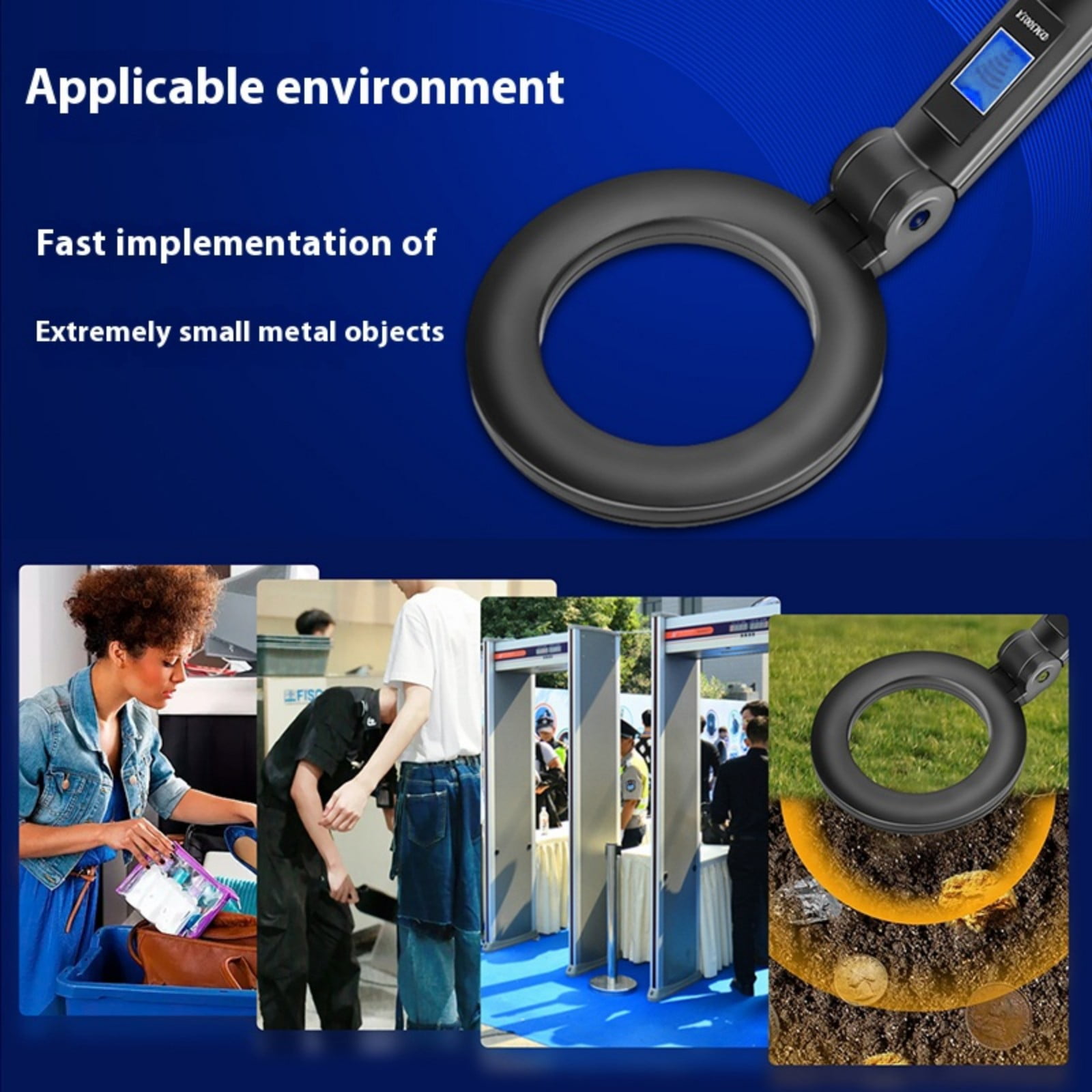 Metal Detector Scanner Suitable For Security Check Outdoor Treasure Hunting Portable Design ABS Construction