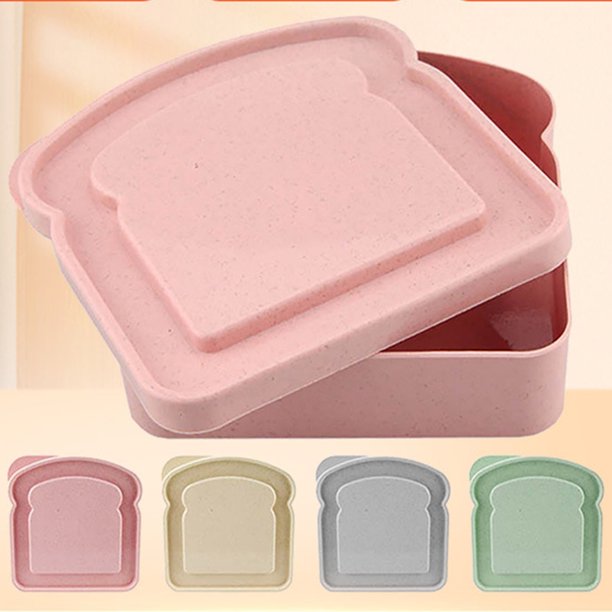 Caja para sándwiches UDIYO con forma de tostada, fabricada en PP de grado alimenticio, apta para microondas y congelación. Contenedores para sándwiches de 13 x 13 x 3,8 cm para preparar almuerzos.