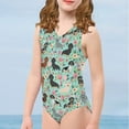 thumbnail image 3 of SEANATIVE Quick Dry Bathing Suit One Piece Floral Dachshund Sleeveless Girls Swimsuit Size 3-4 Skin-Friendly Kids Cover Ups for Swimwear Girls, 3 of 7