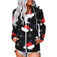 thumbnail image 1 of Moda Mujer Casual Navidad Impreso Manga larga Cordón Sudadera con capucha Tops Blusa Pompotops  gfhjh13387, 1 of 8