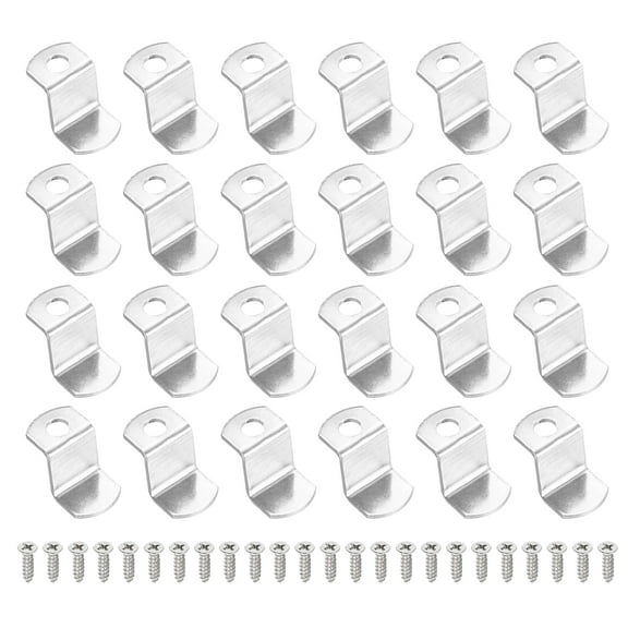 Uxcell 1/2" Offset Canvas Clips, 32 Pcs Metal Picture Framing Mirror Clips Z Shape Mounting Tools with Mounting Hole for Photo Painting, Include 32 Screws, Silver Tone