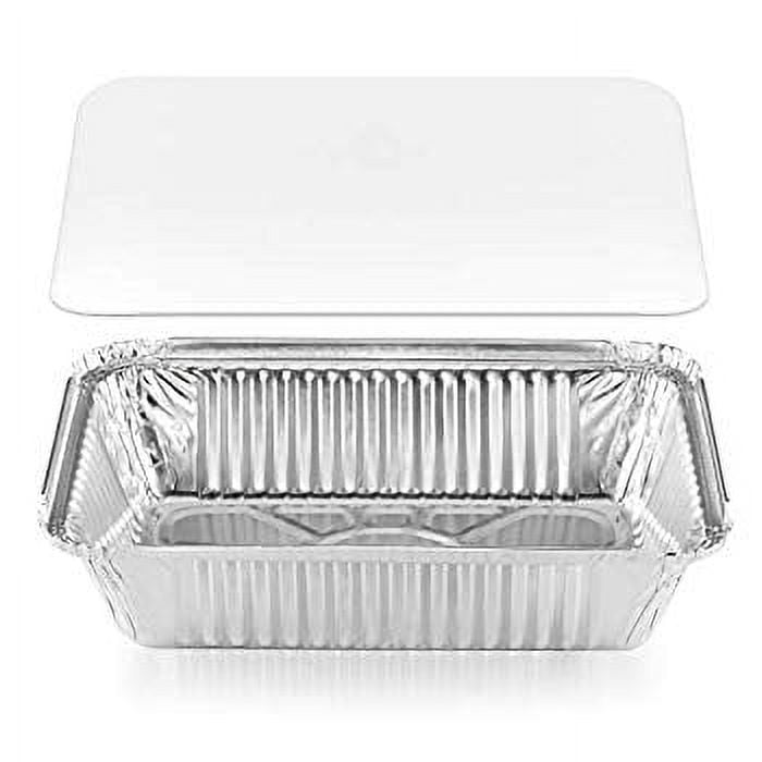 LUCKMETA 2 lb Aluminum Foil Pans with Clear Lids (108 Pack), Heavy Duty Rectangular Tin Foil Pans, Disposable Cookware, Takeout Trays, Food