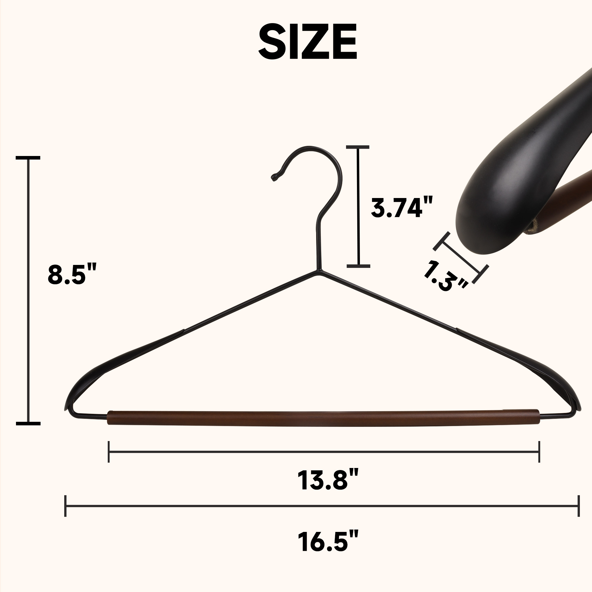 BP4U 24-Pack Heavy Duty Metal Wide Shoulder Suit Hangers, Welded Coat Hangers with Beech Wood Pants Bar(Black)