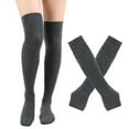 thumbnail image 2 of BLOCLOALO Thigh High Stockings Over the Knee Socks forWomen Stockings Striped Women's High Gloves Socks Socks Socks Leg Socks Extra Long Socks Comfortable Socks Dark Grey One Size, 2 of 4