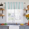 thumbnail image 4 of 2 Panels Turquoise Grey Stripe Valance for Windows, Modern Farmhouse Vertical Striped Light Filtering Kitchen Curtains, Rod Pocket Window Treatment Curtain Valances for Living Room Bedroom, 42"x12", 4 of 9