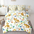thumbnail image 2 of Cartoon Leopard Bedding Twin Size 7 Pieces Watercolor Floral Comforter Set, Botanical Plants Bedding Comforter Sets Jungle Animal Cheetah Bed in a Bag, Tropical Leaves Bedding, 2 of 5