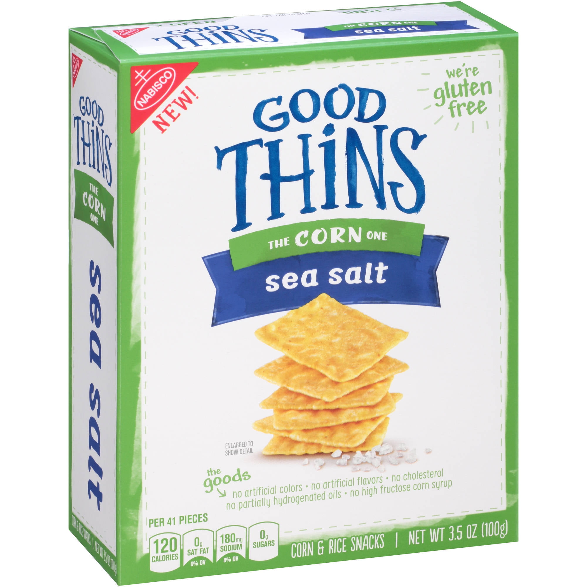 Nabisco Good Thins, Gluten Free Sea Salt Corn & Rice Snack Crackers, 3.