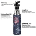 thumbnail image 3 of Yayeee 20oz Insulated Water Bottle Double Wall Stainless Steel with Flip Straw Lid, Red and Blue Fireworks Pattern, 3 of 7