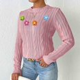 thumbnail image 4 of COM1950s Sweaters for Women, Woman Hand-Hook Flower Spliced Machine Knitted Pullover Long Sleeve Round-Neck Sweater, 4 of 9