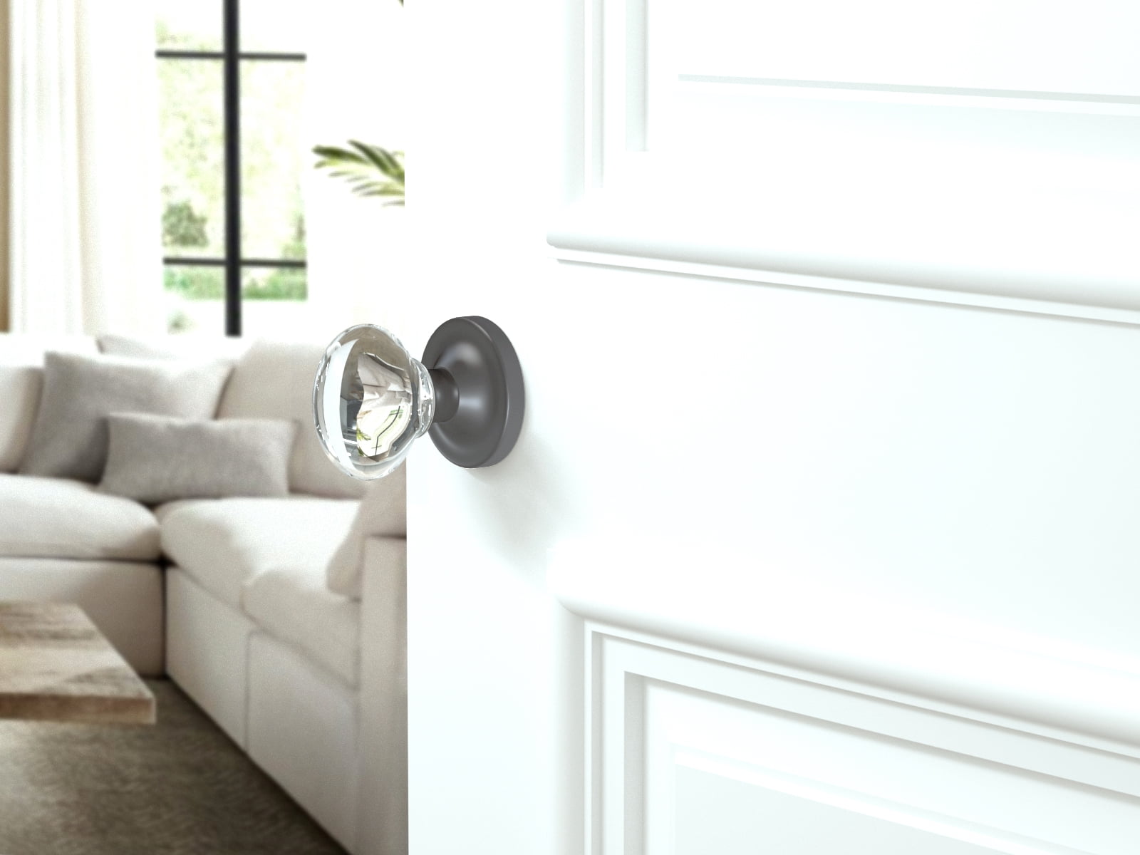 Privacy Oval Egg Crystal Door Knobs Dark Grey Round Rosette