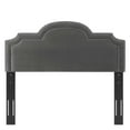 thumbnail image 6 of Headboard, Nailhead, Full Queen Size, Charcoal Grey Gray, Velvet, Modern Contemporary, Mid Century Bedroom Master Guest Suite Room, 6 of 9