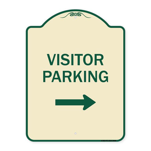 SignMission A-DES-TG-1824-9868 18 x 24 in. Designer Series Sign - Visitor-Parking Right, Tan & Green