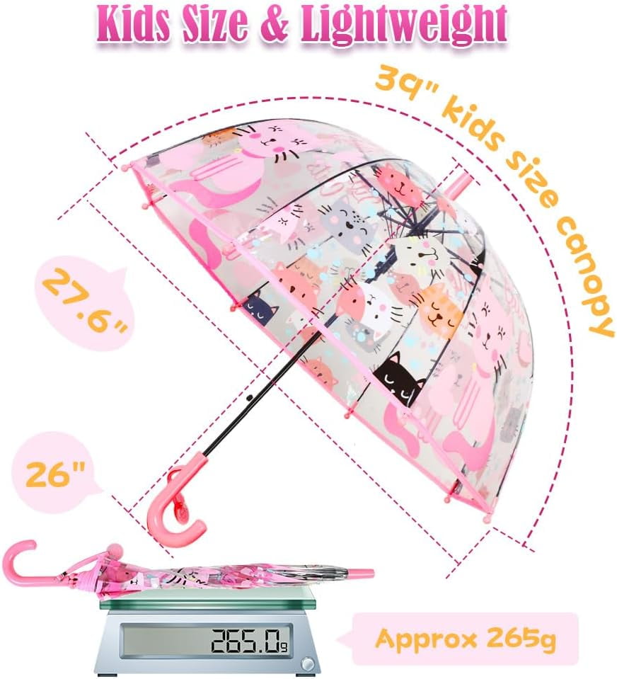 Kids Umbrella for Girls & Boys Toddler Childrens Clear Bubble Umbrella for Kids Small Durable Kids Umbrellas for Rain Outdoor