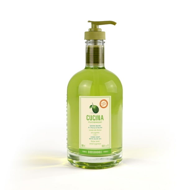 Fruits & Passion [Jabón De Manos Cucina Lime Zest & Hinojo, (16.9 Fl Oz) – Jabón De Manos Líquido De Cocina De Lujo, Vegano, Lavado De Manos Hidratante Natural En Dispensador De Jabón De Manos De Vidr