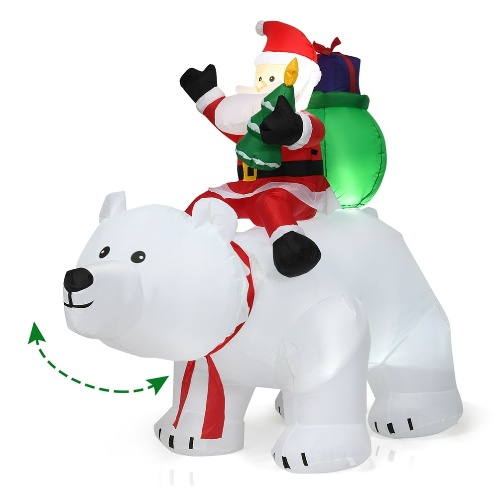 Costway 6.5 FT Christmas Inflatable Santa Riding Polar Bear w/ Shaking