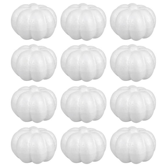 Tkrady Pumpkin Decor - White Pumpkin - 12 PCS Mini Pumpkin Harvest Set - Beige Foam Pumpkins for Home Decor DIY Decorations