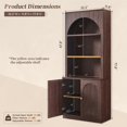 thumbnail image 2 of Aitjunz 77.6" Tall Pantry Cabinet, Kitchen Pantry Storage Cabinet with Adjustable Shelves, Open Storage and 2 Fluted Doors, Freestanding Kitchen Cabinet for Dining Room, Brown, 2 of 8