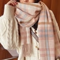 thumbnail image 3 of BUWTTED Scarf for Women Plaid Blacket Knit Casual Shawl Wrap with Tassels Cozy Soft Elegant Lightweight Fall Warm Winter Womens Scarf Size:One Size, 3 of 4