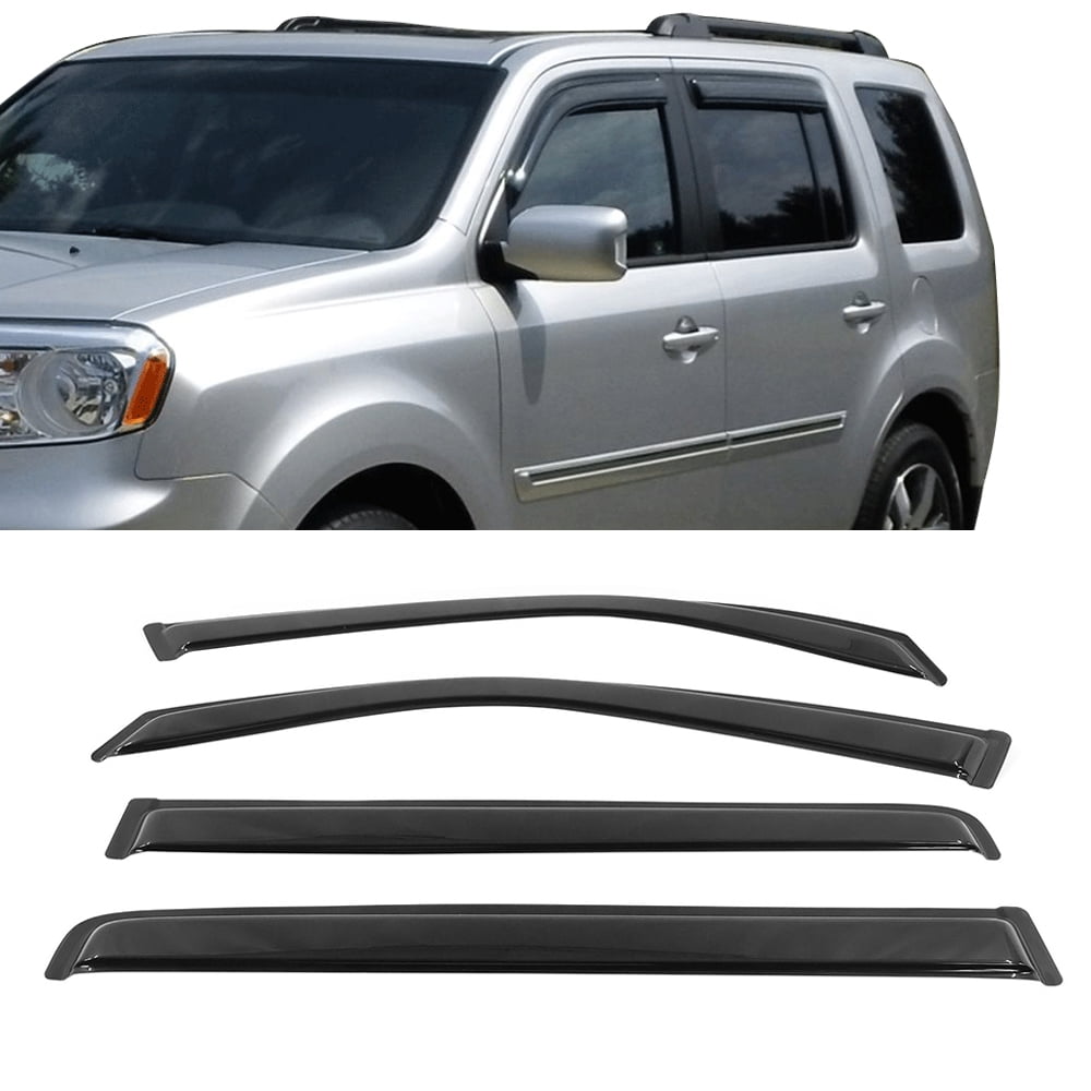 Ikon Motorsports Compatible with 09-15 Honda Pilot Acrylic Window Visors Vent Deflector Rain Guard 4Pc Set Outside Mount 2009 2010 2011 2012 2013 2014 2015