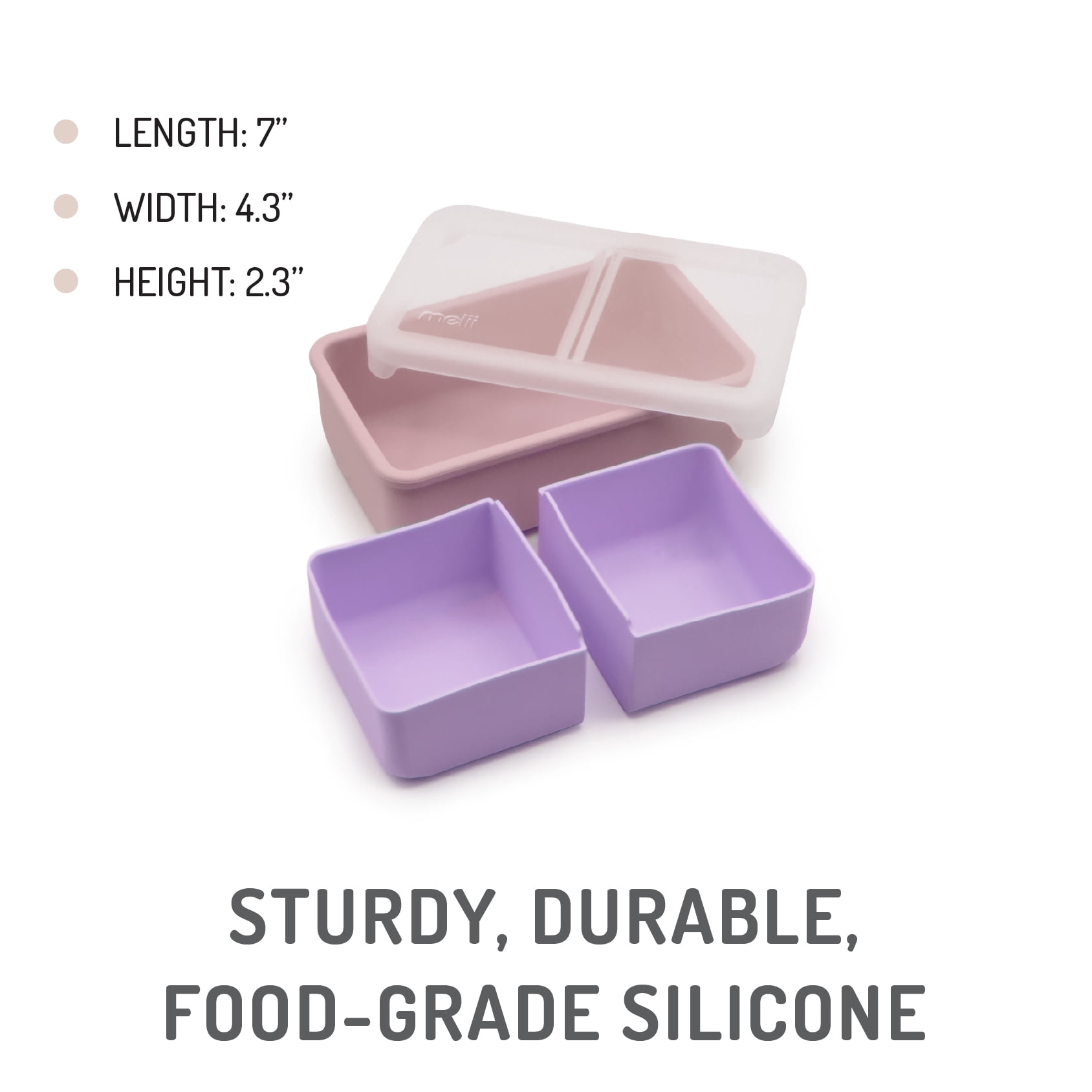 Melii Silicone Bento Box Food Storage Container, Pink & Purple