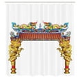 thumbnail image 3 of Ambesonne Dragon Shower Curtain, Eastern Building and Dragon, 69"Wx84"L, Yellow Blue and Red, 3 of 5