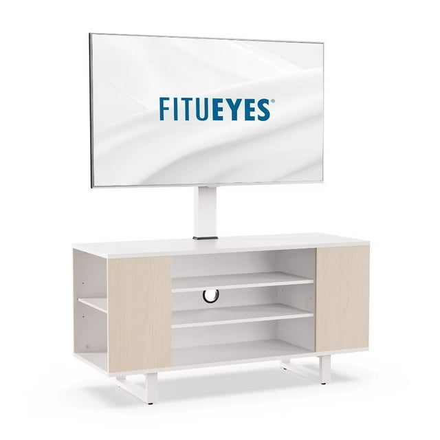 FITUEYES Support TV Pivotant sur Pied pour Téléviseurs de 32 à 70 Pouces, Supporte jusqu'à 99 Livres, Supports TV à Réglage de Hauteur, Supports TV d'Angle Universels avec Rangement pour Console Multimédia, VESA 400x600 mm