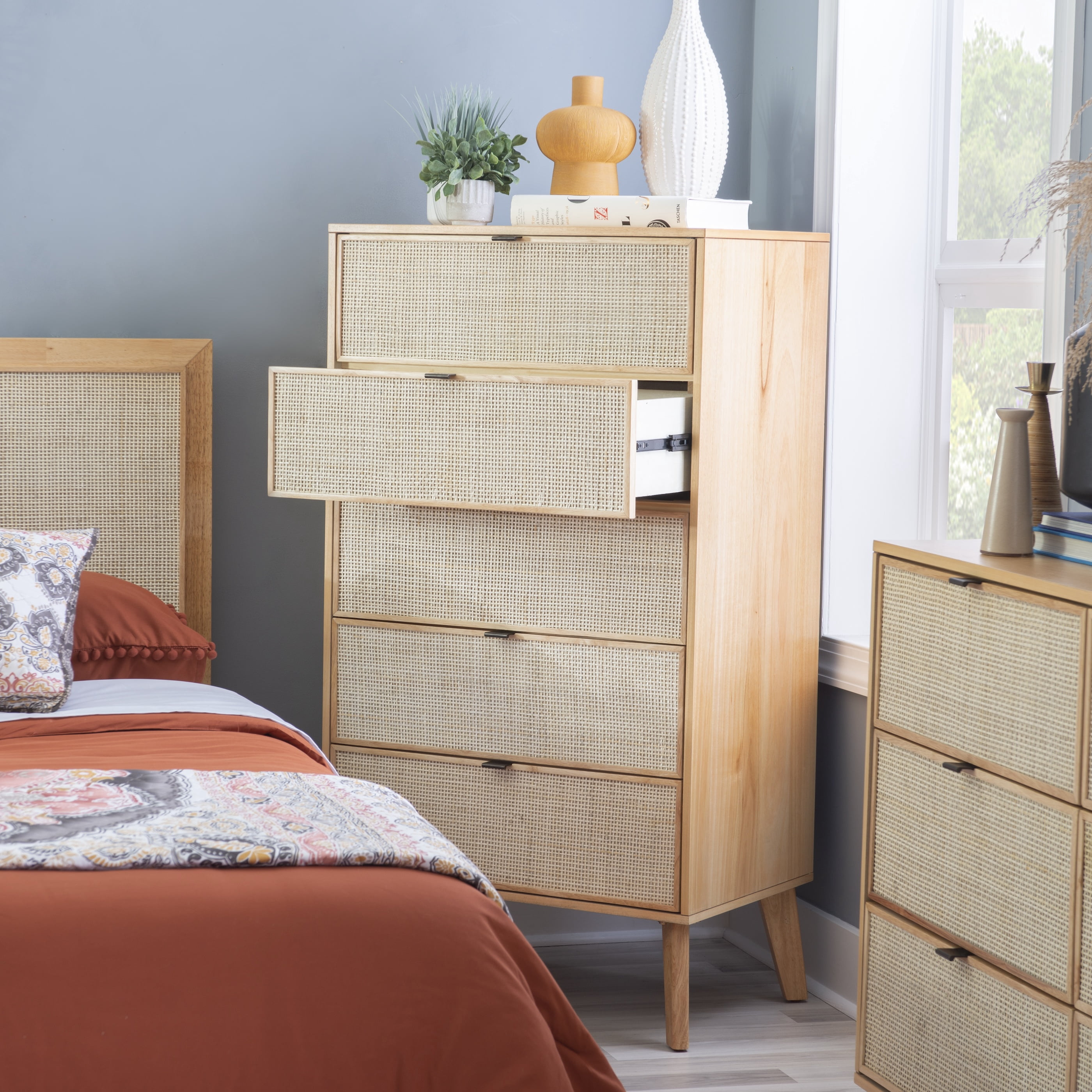 Powell Beelner 5-Drawer Chest, Natural Cane