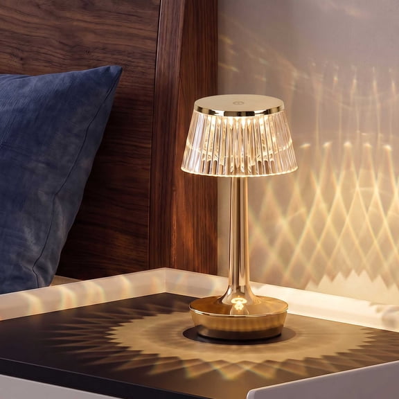 VOLIVO Golden Cordless Table Lamp, Rechargeable, 3 Lighting Modes & Stepless Dimmable, Portable Table Lamp for Bedroom, Living Room, Study