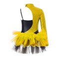 thumbnail image 4 of TTAO Kids Girls Sequins Ballet Jazz Latin Dance Dress Oblique Shoulder Gymnastics Leotards Tutu Skirt Gold 12, 4 of 7
