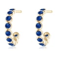 thumbnail image 2 of ANGARA Natural Bezel-Set Sapphire Huggie Hoop Earrings in 14K Yellow Gold for Women (Size-1.8mm) | September Birthstone, Birthday, Anniversary, Jewelry Gift for Women | Natural Blue Sapphire Earrings, 2 of 8