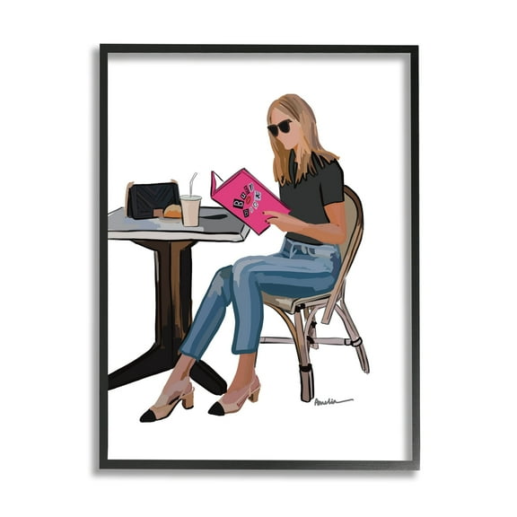 Stupell Industries Burn Book Movie Girl Sitting Beauty & Fashion Painting Black Framed Art Print Wall Art