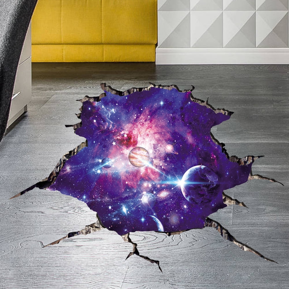 DGROEE Creative 3D Blue Cosmic Galaxy Wall Decals Removable PVC Magic 3D Milky Way Outer Space