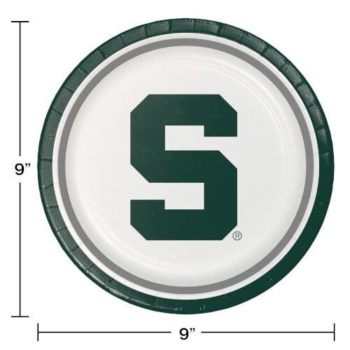 Creative Converting Michigan State Paper Plate and Napkin Party Kit, Serves 16