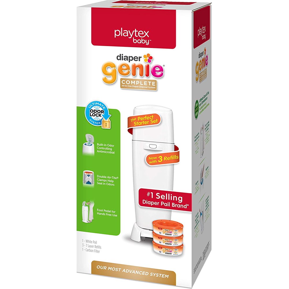 Playtex Diaper Genie Complete Diaper Pail, with Builtin Odor