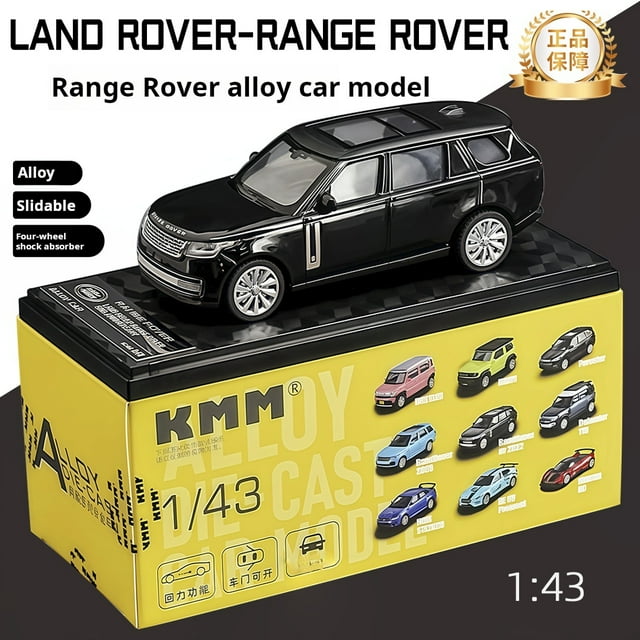 KMM 1/43 LR-Rover Nameplate Edition Alloy Car Model Miniature Diecast Metal Off Road SUV Simulated Design Exquisite Box Kid Toy Black-Golden Box