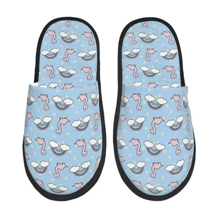 

Rateoe Rainbow Dinosaur Pattern Fuzzy Slippers Fuzzy Soft House Slippers Plush Furry Warm Cozy Open Toe Fluffy Home Shoes-Medium