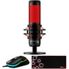 HyperX 4P5P6AA QuadCast Electret USB Condenser Microphone, Black/Red Bundle with Deco Gear Wired Gaming Mouse and Deco Gear Large Extended Pro Gaming Mouse Pad