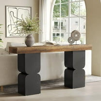 Tribesigns 63" Console Tables for Entryway, Narrow Wood Long Sofa Table Behind Couch,Brown & Black